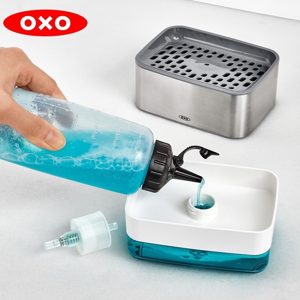 OXO 按壓式海綿給皂機 洗碗精給皂機 洗碗給皂機 清潔劑給皂機 耐熱80度 自動給皂機-細節圖6