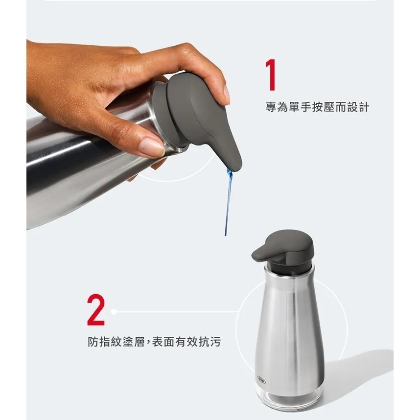 OXO 不鏽鋼皂液罐 乳液適用 液體肥皂 洗碗精 洗手乳適用-細節圖4