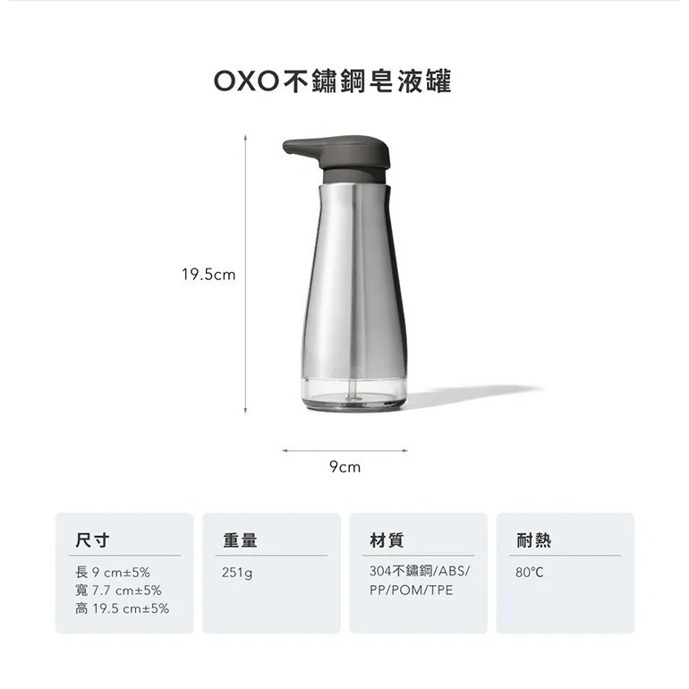 OXO 不鏽鋼皂液罐 乳液適用 液體肥皂 洗碗精 洗手乳適用-細節圖5