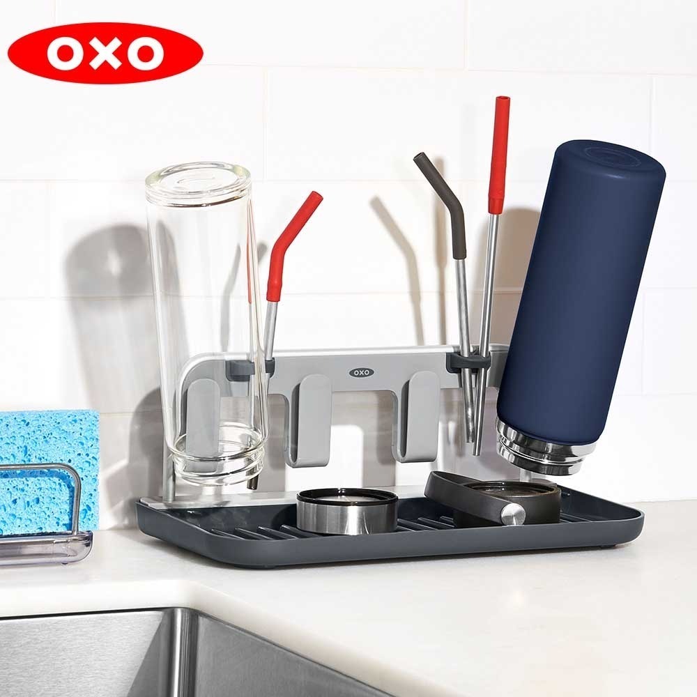 OXO 杯瓶瀝水架 廚房收納架 廚房置物架 水杯置放架 水杯收納 晾乾架 奶瓶晾乾架 水杯晾乾架 可摺疊收納-細節圖8