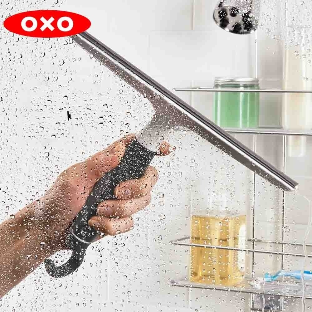 OXO 旋轉掛式刮水刀 旋轉式掛鉤設計 方便懸掛 淋浴門和牆壁、鏡子和窗戶適用-細節圖7