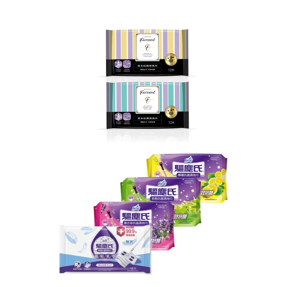 驅塵氏 抗菌濕拖巾12張/包-檸檬潔淨配方/茶樹/薰衣草/無香/英國梨/小蒼蘭【魯魯百貨】-細節圖2