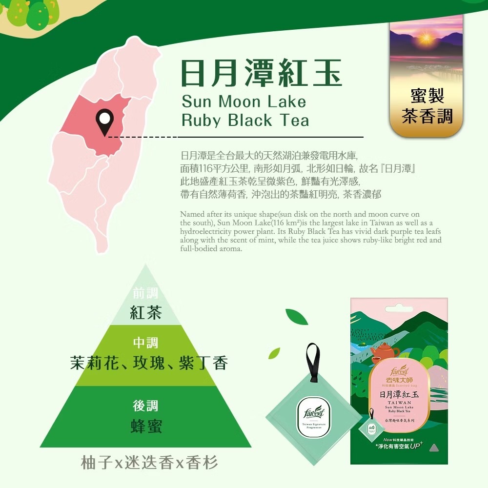 花仙子 去味大師 台灣趣味香氛科技礦晶香包3入/包(阿里山香杉/日月潭紅玉/苗栗金木樨) 去味大師 香氛袋-細節圖3