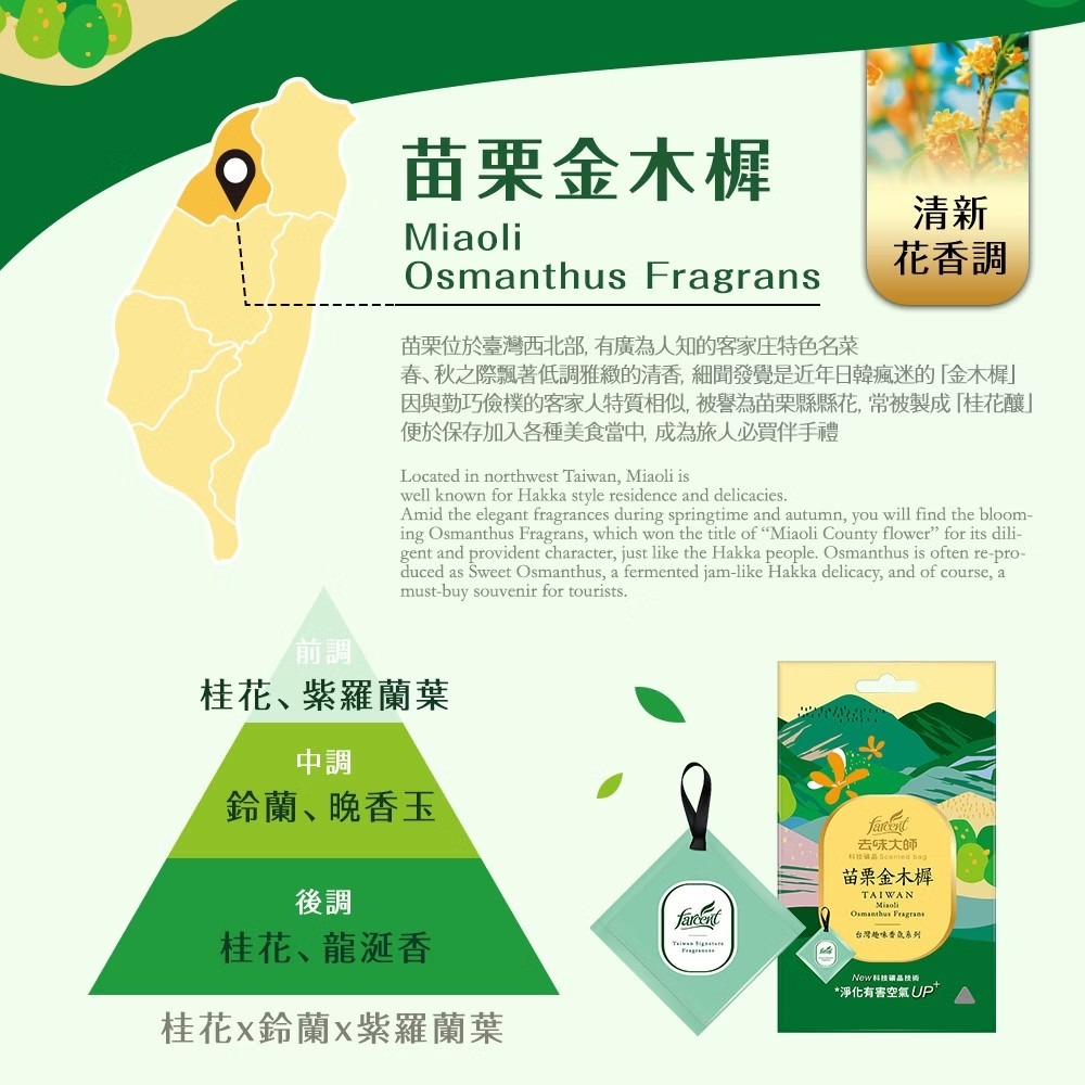 花仙子 去味大師 台灣趣味香氛科技礦晶香包3入/包(阿里山香杉/日月潭紅玉/苗栗金木樨) 去味大師 香氛袋-規格圖7