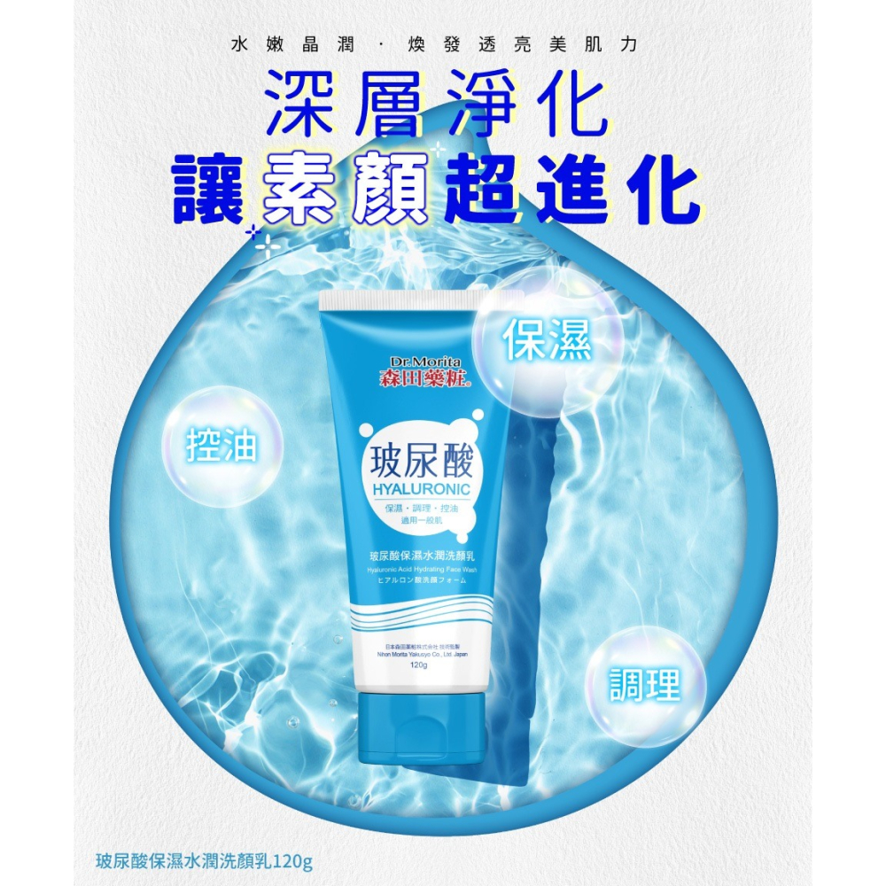 買一送一 森田藥粧Dr. Morita 洗顏乳/洗面乳系列120g<炭深層潔淨洗顏乳/玻尿酸保濕水潤洗顏乳/茶樹淨痘調理-細節圖2