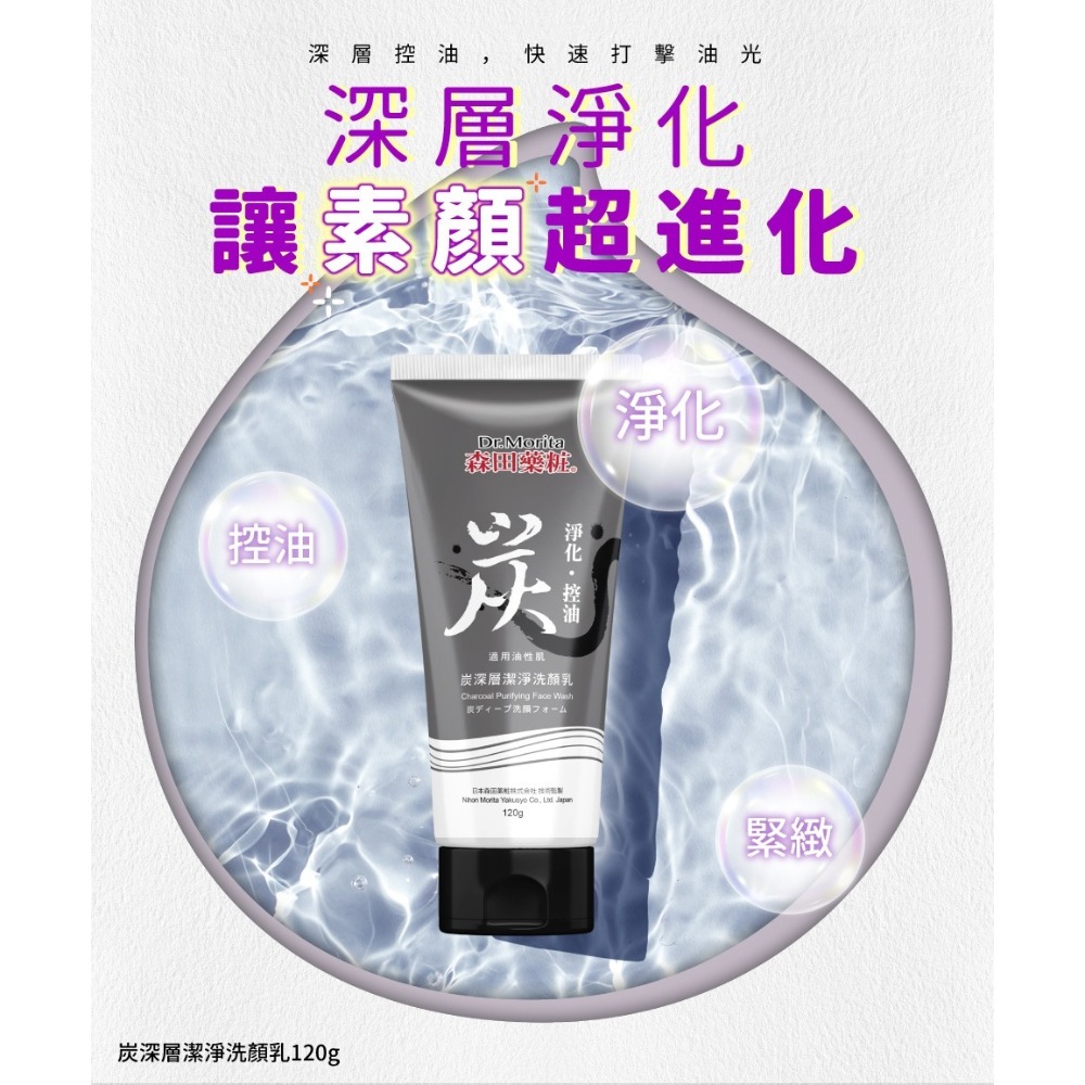 買一送一 森田藥粧Dr. Morita 洗顏乳/洗面乳系列120g<炭深層潔淨洗顏乳/玻尿酸保濕水潤洗顏乳/茶樹淨痘調理-規格圖3