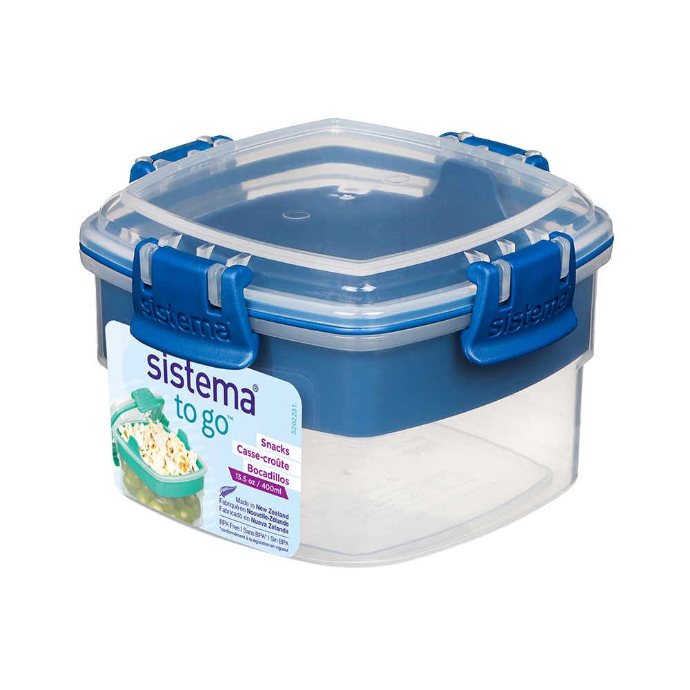 隨行保鮮盒方形分層400ml-藍