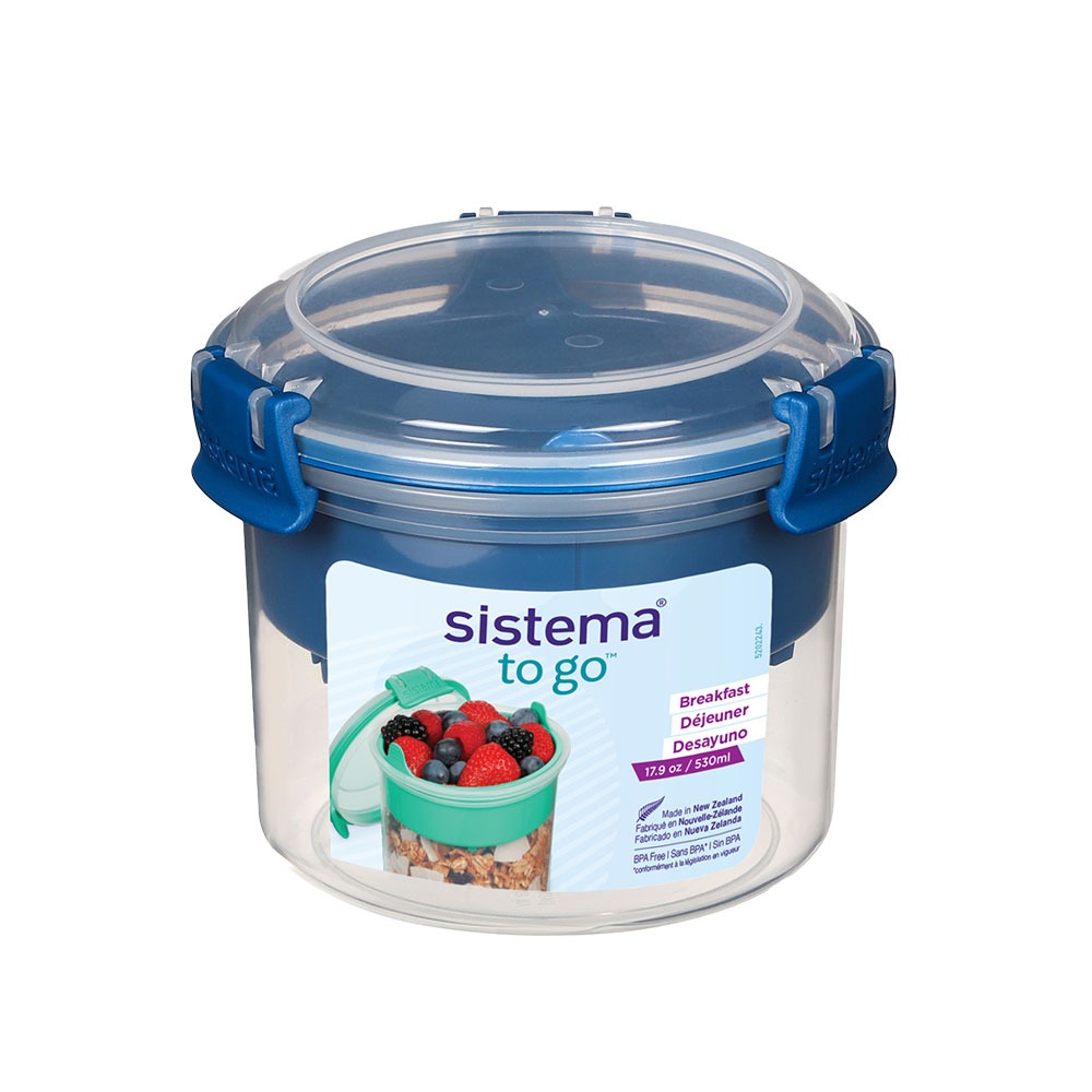 圓形分層(附湯匙)530ml-藍