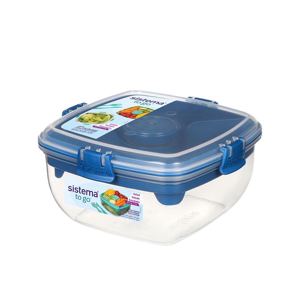 方形分層(附醬料罐餐具)1.1L-藍