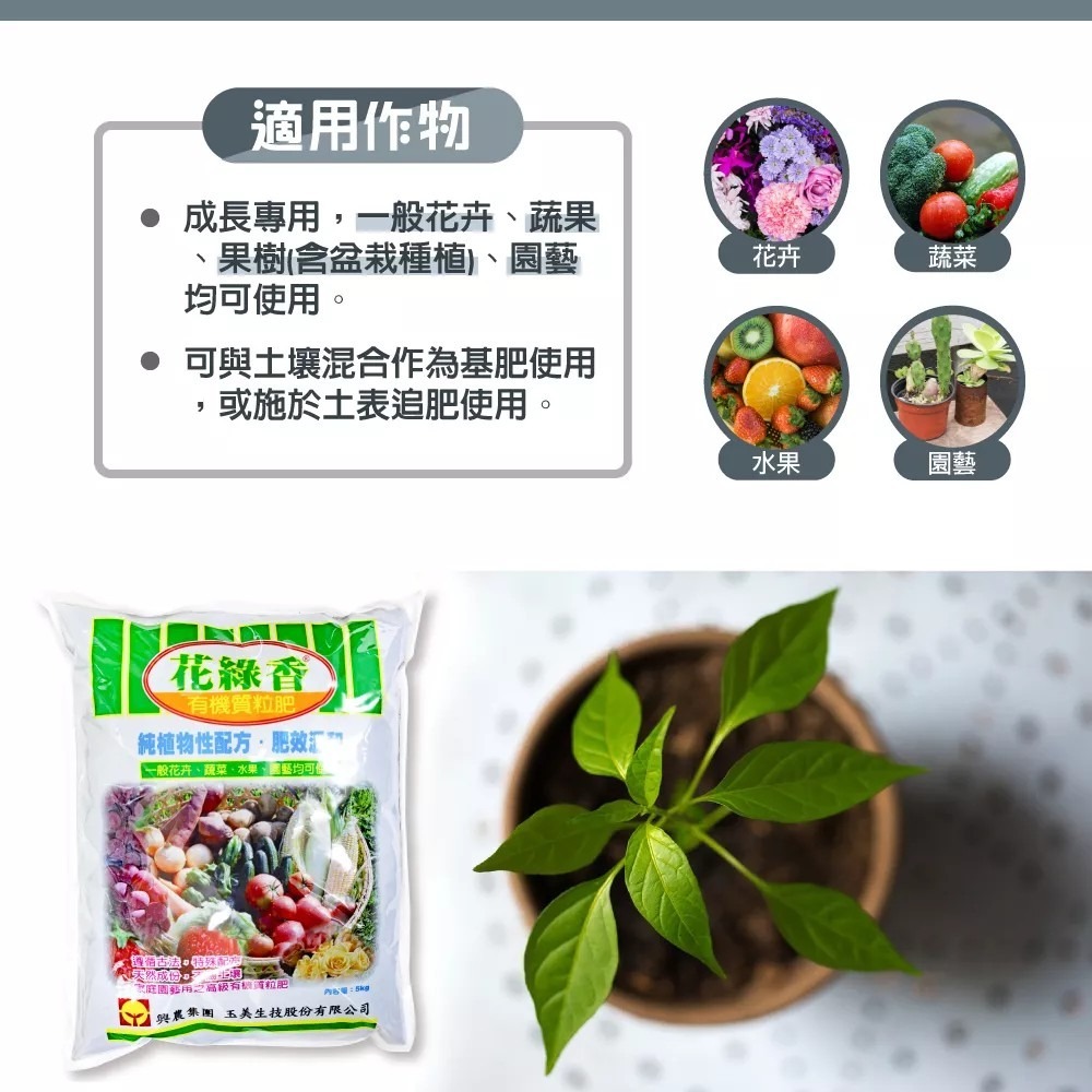 興農牌 花綠香有機質粒肥(新) 5kg(超商取貨一單只能一包)-細節圖4