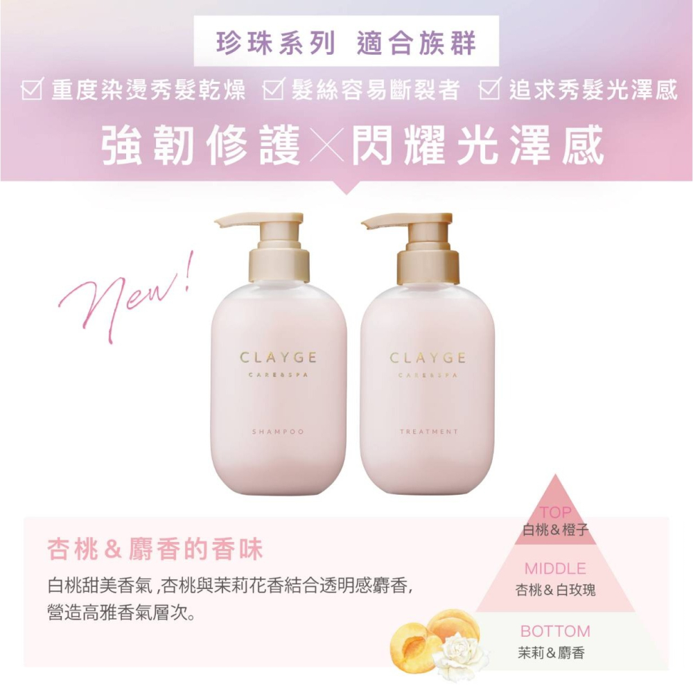 日本 CLAYGE海泥洗髮精/潤髮乳(S 蓬鬆柔順/ S蓬鬆柔順白茶香/M 舒緩調理/珍珠系列 輕盈防斷)4款可選-細節圖3