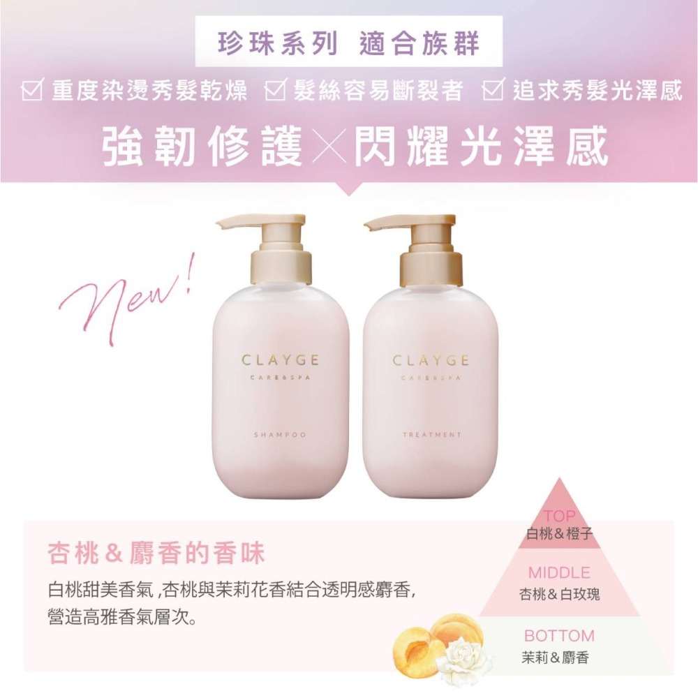 日本 CLAYGE海泥洗髮精/潤髮乳(S 蓬鬆柔順/ S蓬鬆柔順白茶香/M 舒緩調理/珍珠系列 輕盈防斷)4款可選-細節圖3