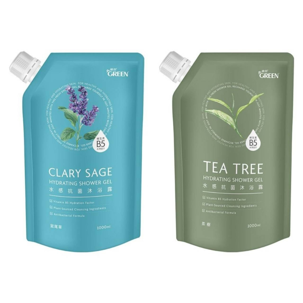 Green 綠的 水感抗菌沐浴露補充包1000ml(茶樹/鼠尾草)-細節圖2