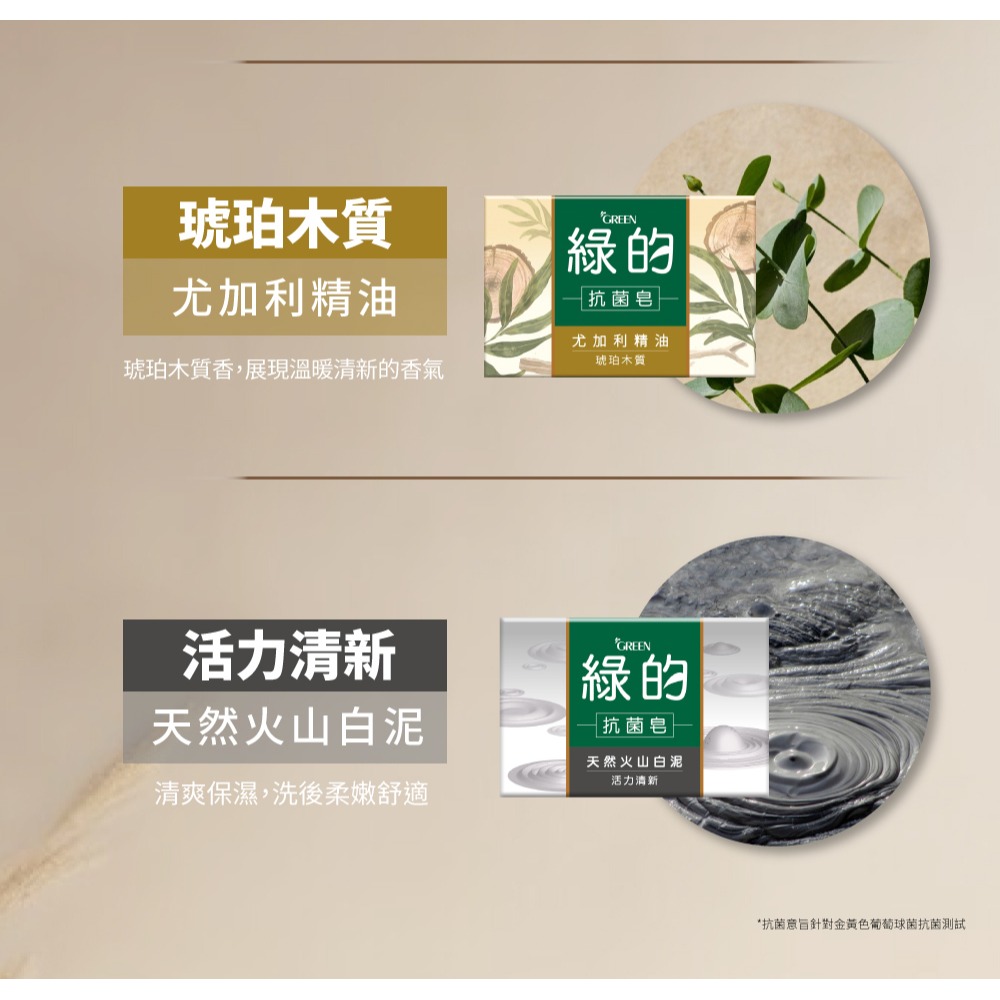 綠的GREEN 抗菌皂 100gx3/組 四款可選- 茶樹清香/活力清新/琥珀木質/草本純萃(迷迭香精油)【魯魯百貨】-細節圖3