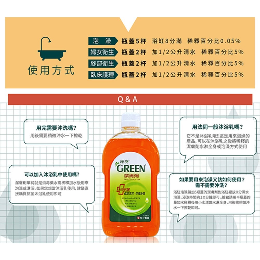 綠的 GREEN潔膚劑 1000ml-細節圖3