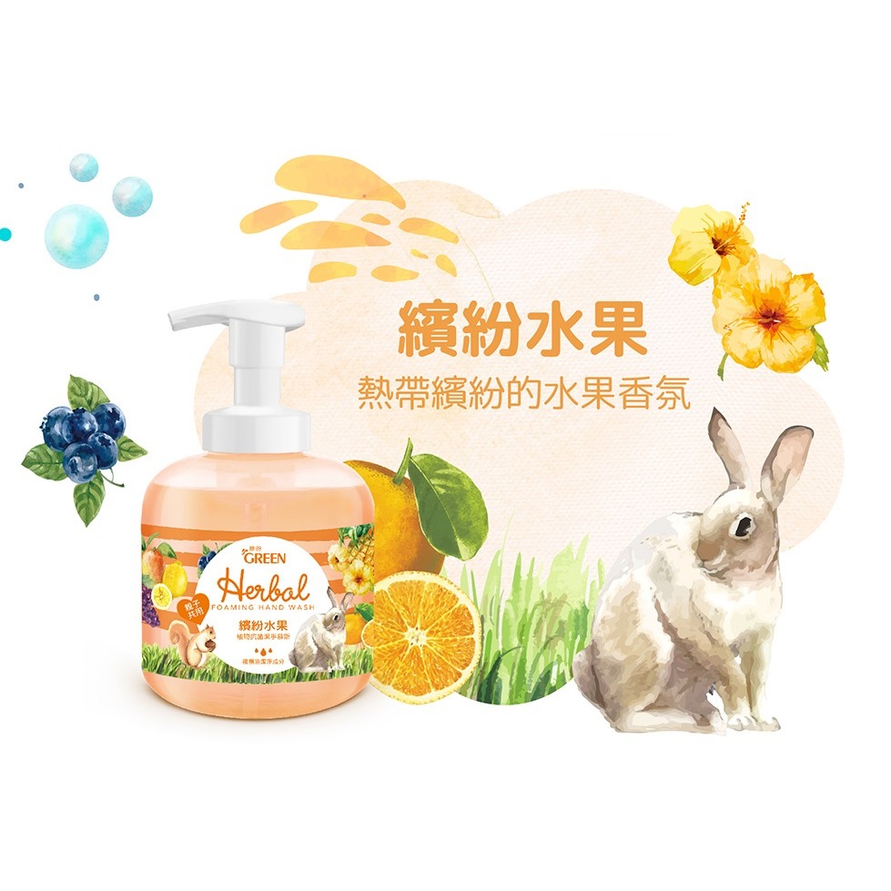 綠的植物抗菌潔手慕斯/洗手慕斯 400ML-水族樂園/繽紛水果/開心花園-規格圖6