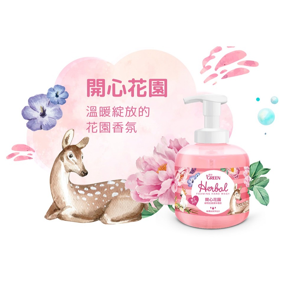 綠的植物抗菌潔手慕斯/洗手慕斯 400ML-水族樂園/繽紛水果/開心花園-規格圖6