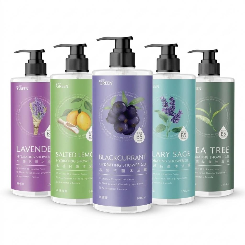 Green 綠的 水感抗菌 沐浴露 1000ml(茶樹/清新海洋/鼠尾草/黑醋栗)-細節圖2
