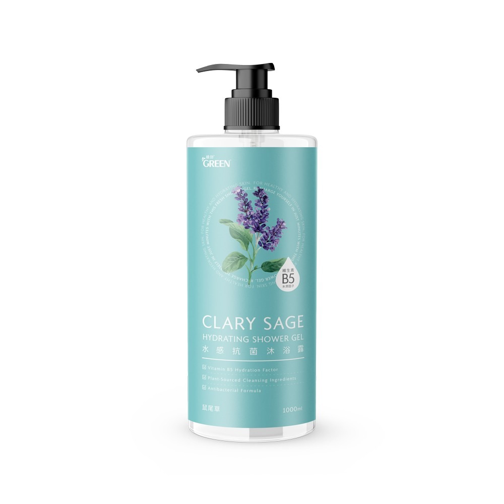 Green 綠的 水感抗菌 沐浴露 1000ml(茶樹/清新海洋/鼠尾草/黑醋栗)-規格圖4