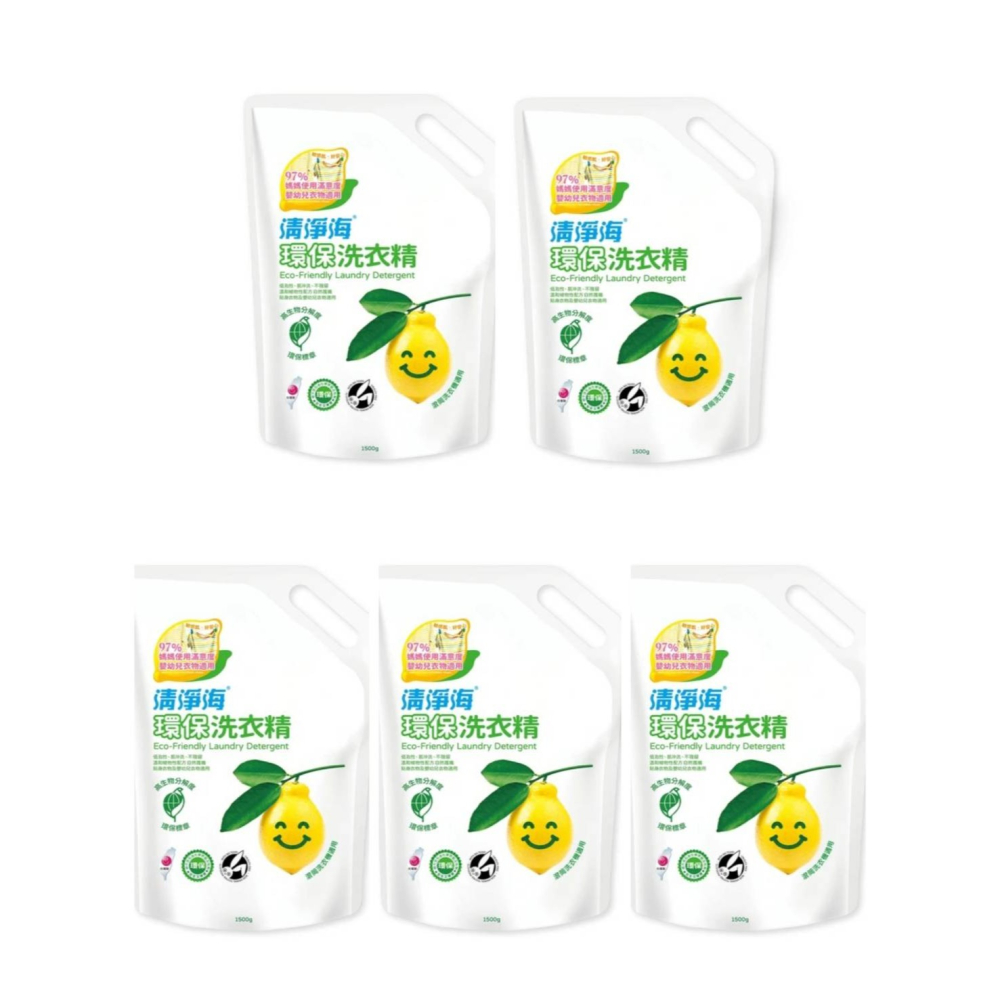 (五件特惠組)清淨海 環保洗衣精補充包 1500g*5包/組-細節圖2