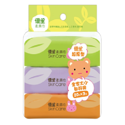 (箱購)優生柔濕巾/濕紙巾 20抽3入-超厚型*16組/箱 (20抽共48包)-細節圖2