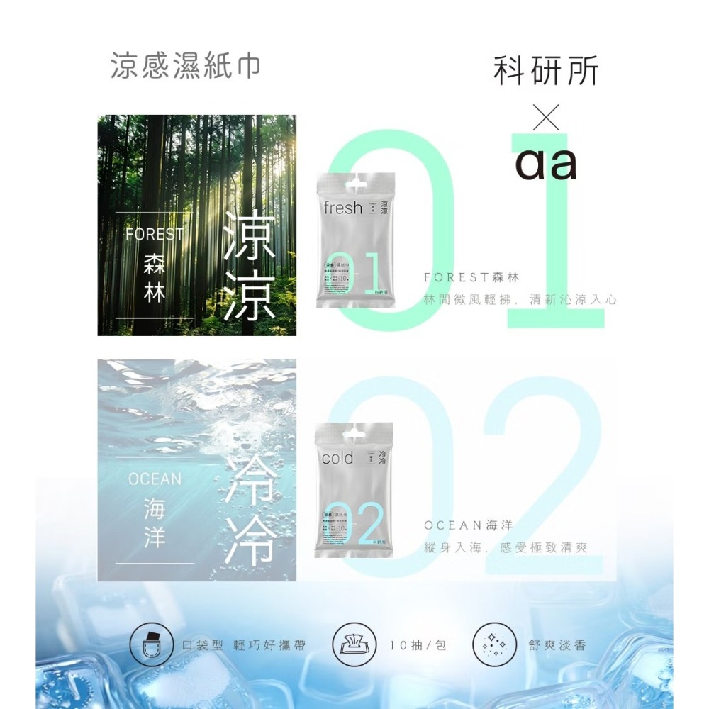 (聶永珍聯名設計) 刷樂 科研所 涼感濕紙巾10抽/包(森林/海洋)  涼感濕巾 隨身包 科研所涼感濕紙巾 瞬間降溫-細節圖9