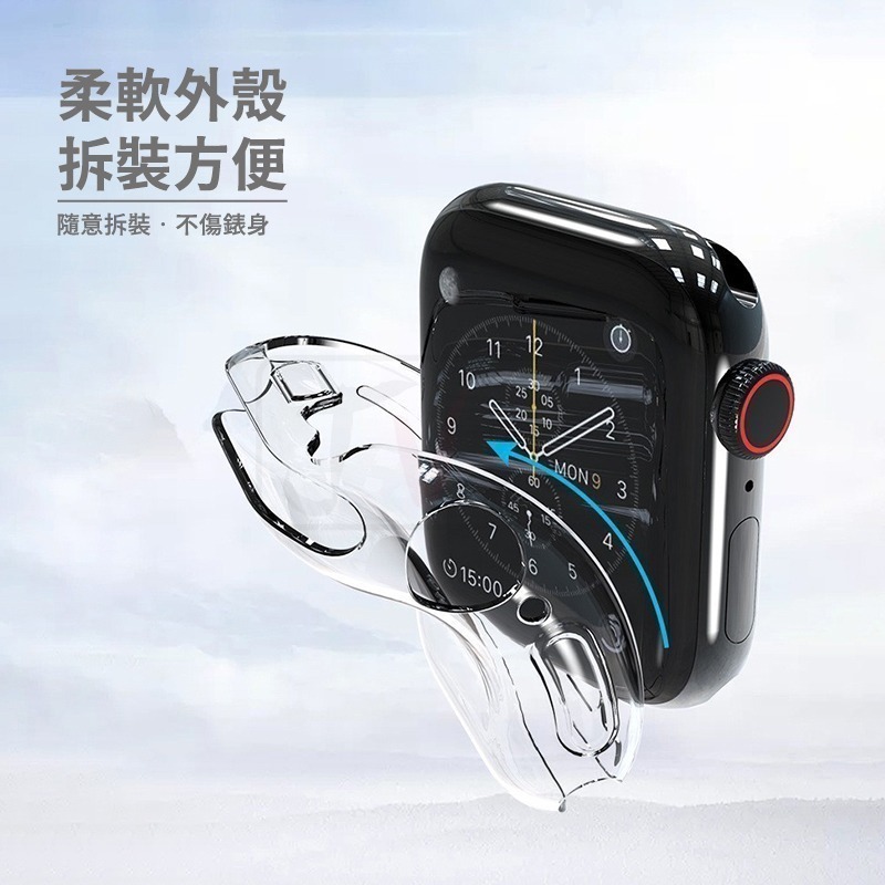 透明保護殼 手錶殼 適用 Apple watch保護殼 錶殼 8 7 SE 6 5 45 41 40 42 44 49-細節圖7