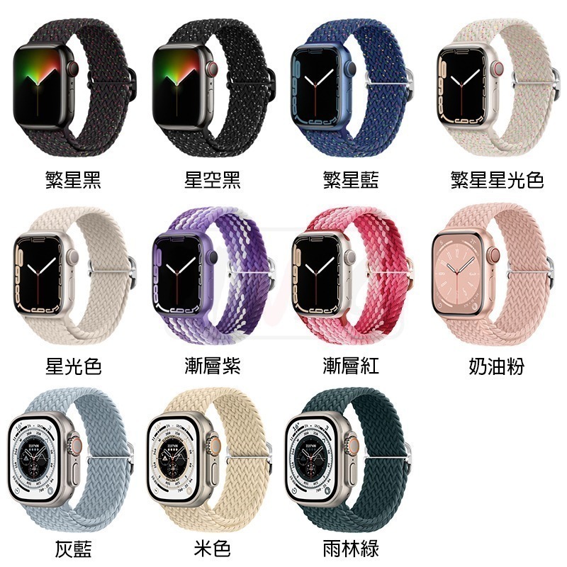 彈力尼龍編織錶帶 適用 Apple watch 錶帶 8 7 SE 6 5 4 3 38 40 42 44 41 45-細節圖5