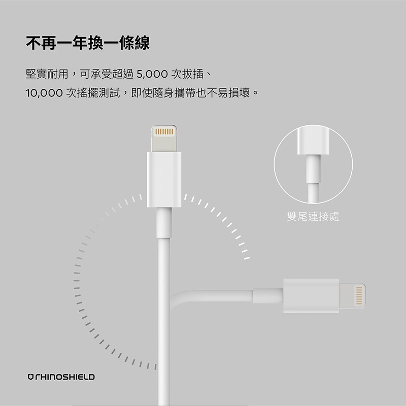 犀牛盾 MFI認證 傳輸充電線 適用 iPhone 快充線 PD USB Lightning 蘋果原廠認證 蘋果線-細節圖8
