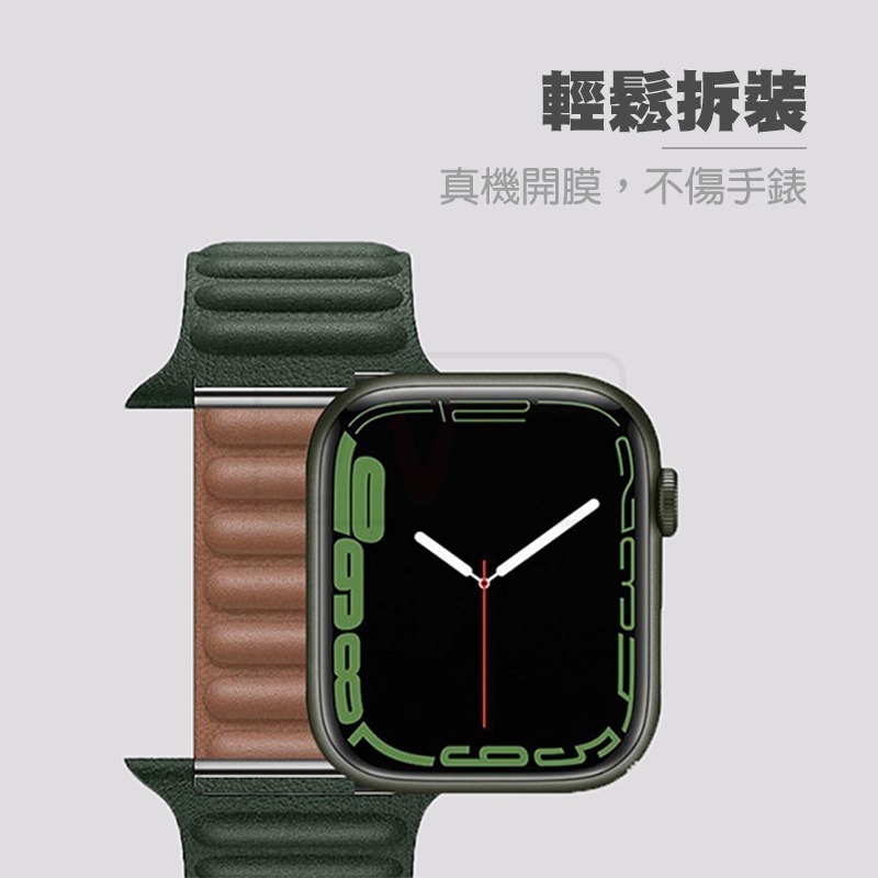 皮革鏈紋磁吸錶帶 適用 Apple watch 錶帶 8 7 SE 6 5 4 3 38 40 42 44 41 45-細節圖4