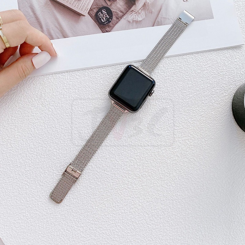 細款 麥穗錶帶 適用 Apple watch 不鏽鋼 錶帶 8 7 SE 6 5 4 3 40 42 44 41 45-細節圖6