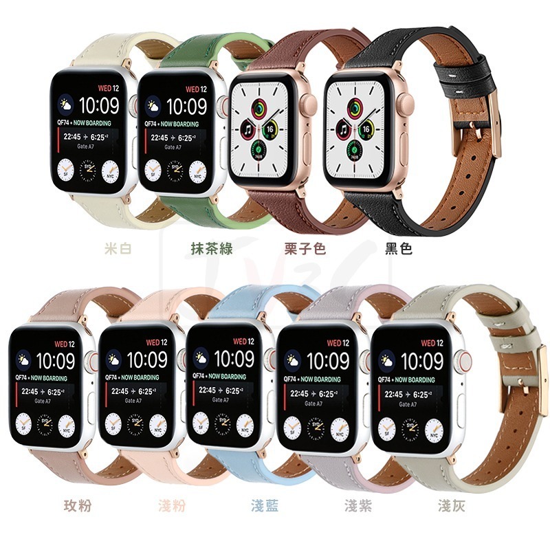 方扣皮革錶帶 適用 Apple watch 錶帶 8 7 SE 6 5 4 3 38 40 42 44 41 45-細節圖2