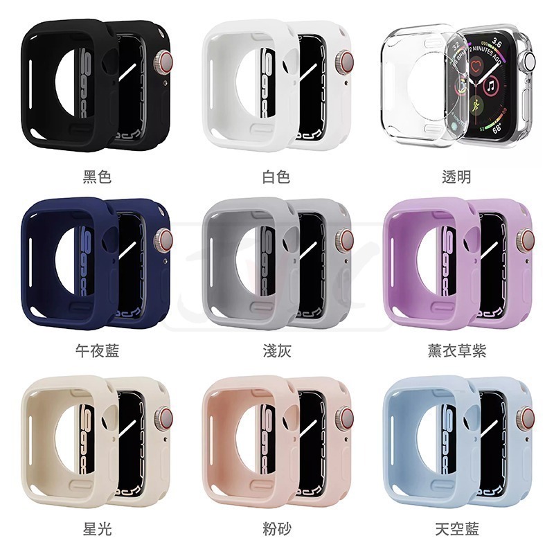 矽膠保護殼 適用 Apple Watch 保護殼 錶殼 9 8 7 SE 6 5 4 45 44 41 40-細節圖2