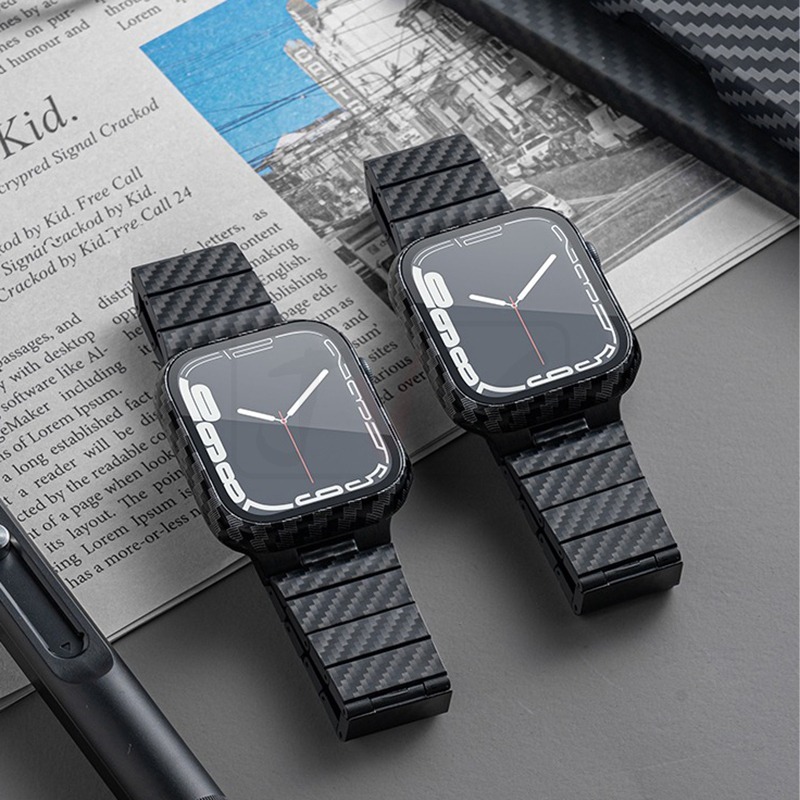 碳纖維紋 樹脂錶帶 適用 Apple watch 錶帶 7 SE 6 5 4 3 38 40 42 44 41 45mm-細節圖5