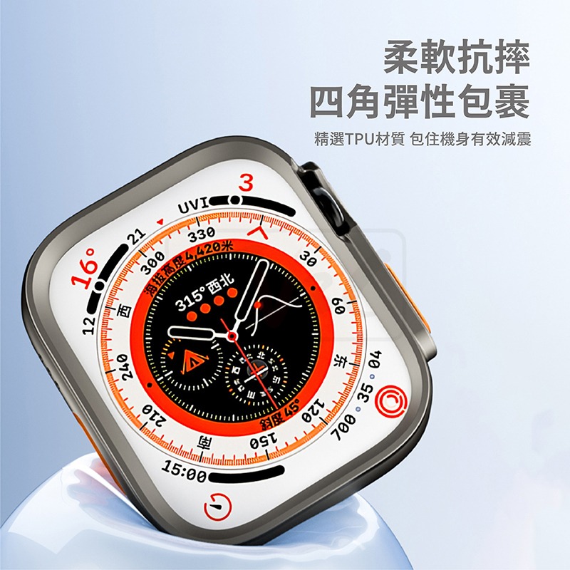 秒變Ultra 半包軟殼 適用 Apple Watch 保護殼 錶殼 9 8 7 SE 6 5 45 44 41 40-細節圖8