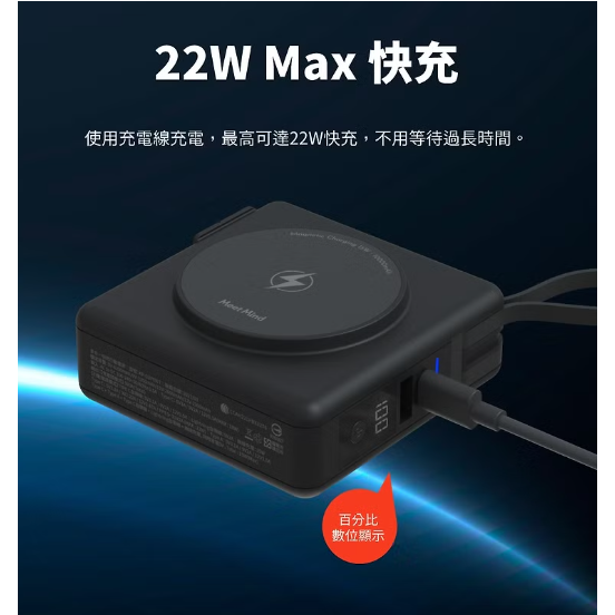 Type-C + Type-C多合一行動電源-自帶雙線（22W PD充電器＋10000mA電源＋15W無線充電)-細節圖5