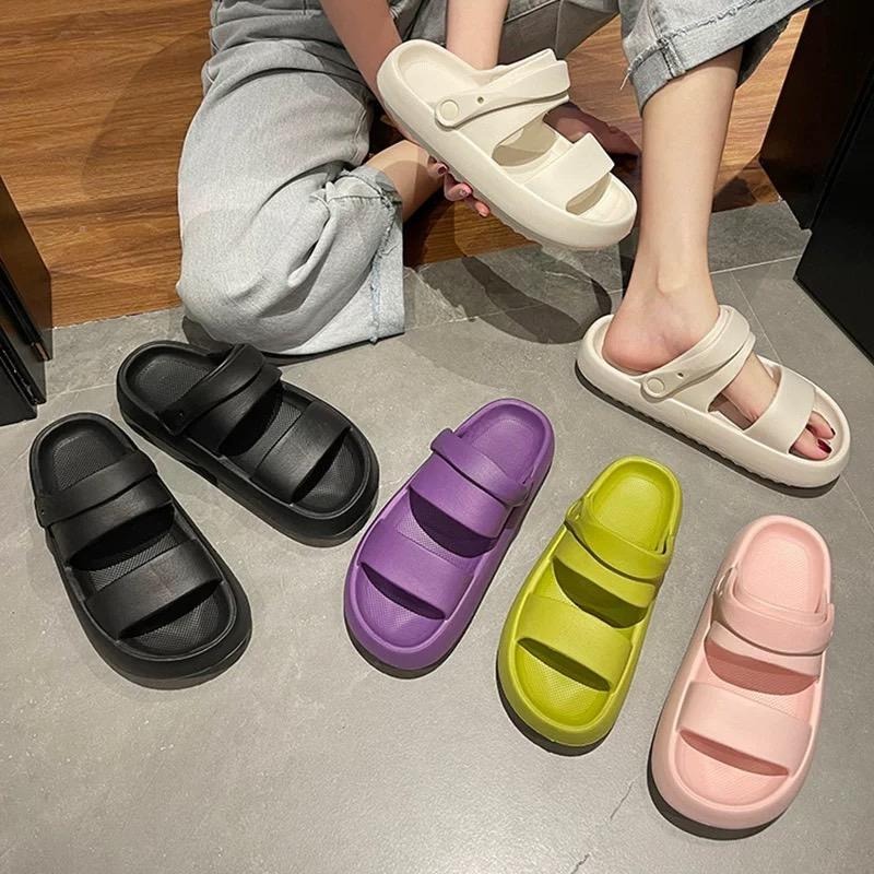 【leleshop】36-41夏季必備防水涼鞋 一鞋兩穿女涼拖鞋 休閒厚底涼拖鞋 ㄧ字帶涼拖鞋 軟底舒適 #22609-細節圖2