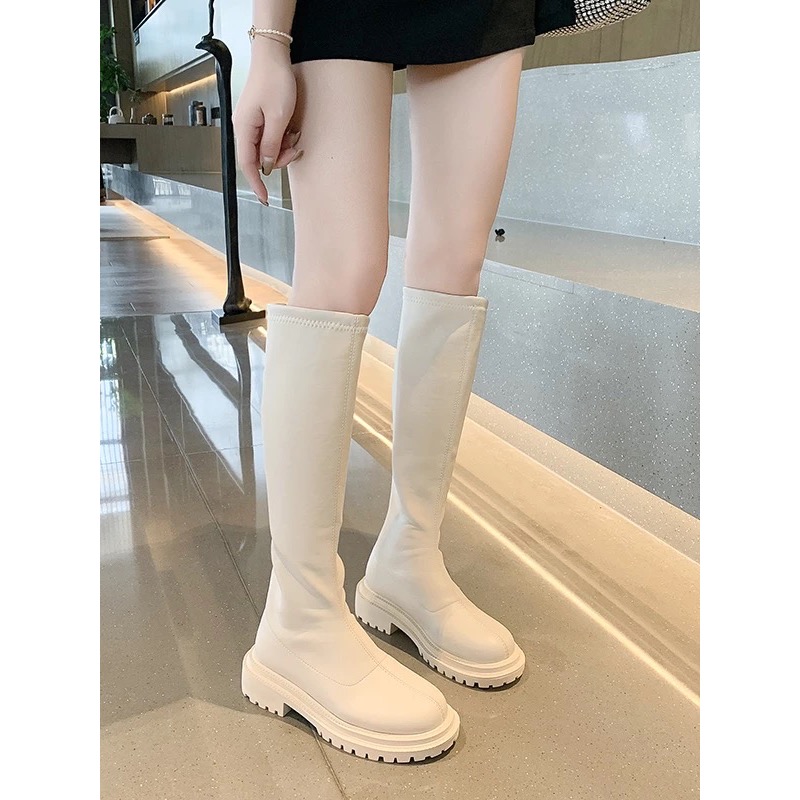 超熱銷款韓妞必備高筒長靴 軟皮長靴 四季可穿女靴 素面厚底長靴 低跟長靴 #8770-細節圖5