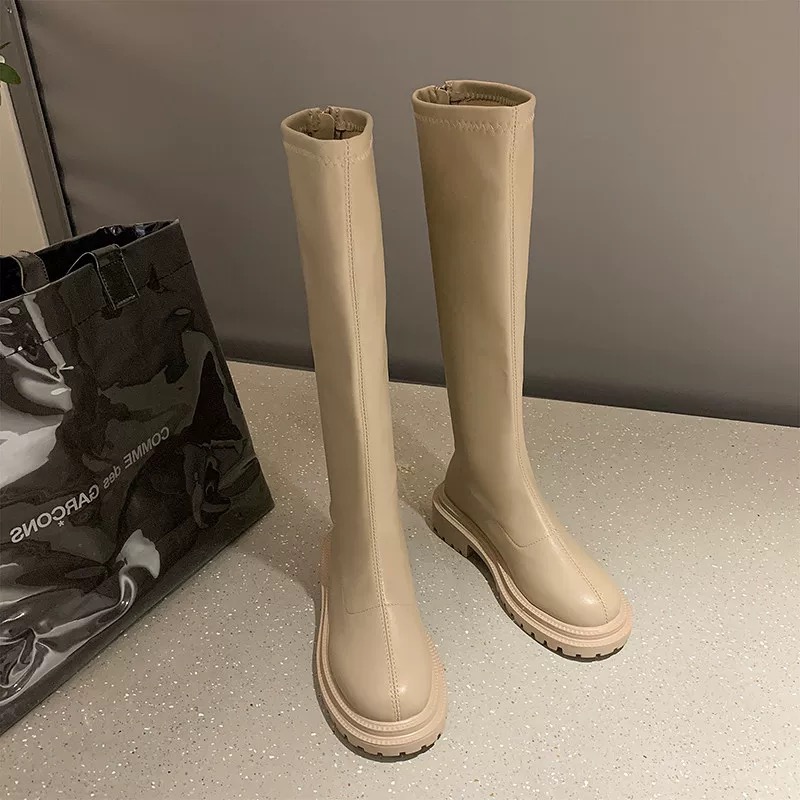 超熱銷款韓妞必備高筒長靴 軟皮長靴 四季可穿女靴 素面厚底長靴 低跟長靴 #8770-規格圖10