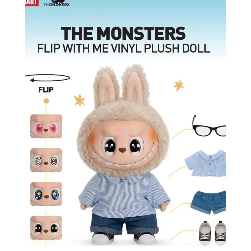 <官方正版授權>THE MONSTERS LABUBU FLIP WITH ME 搪膠公仔 40CM 夏日浪 泡泡瑪特-細節圖5