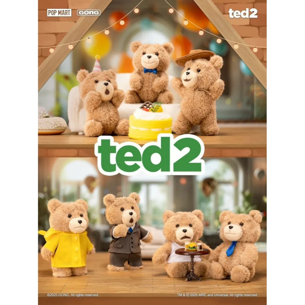 <官方正版授權>POPMART 泡泡瑪特 Ted2 泰迪熊 可動毛絨吊飾 磁吸 公仔 盲盒-細節圖2