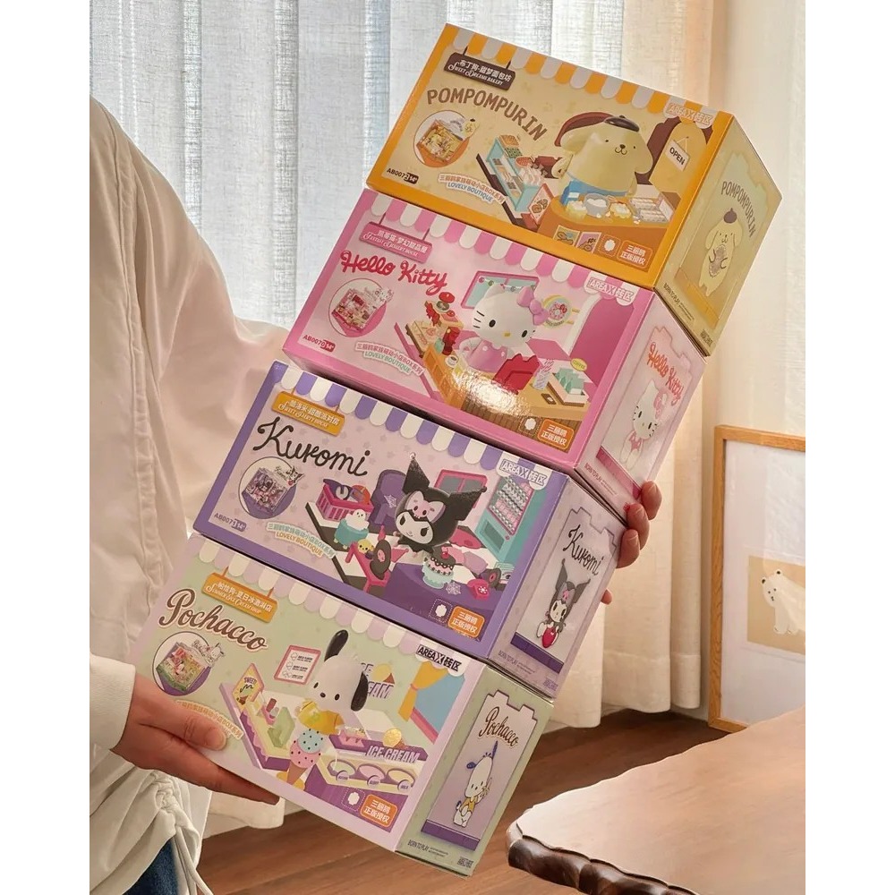 <正版授權>三麗鷗 Areax磚區 夢幻甜品店 積木組 附防塵殼 拼裝-細節圖2