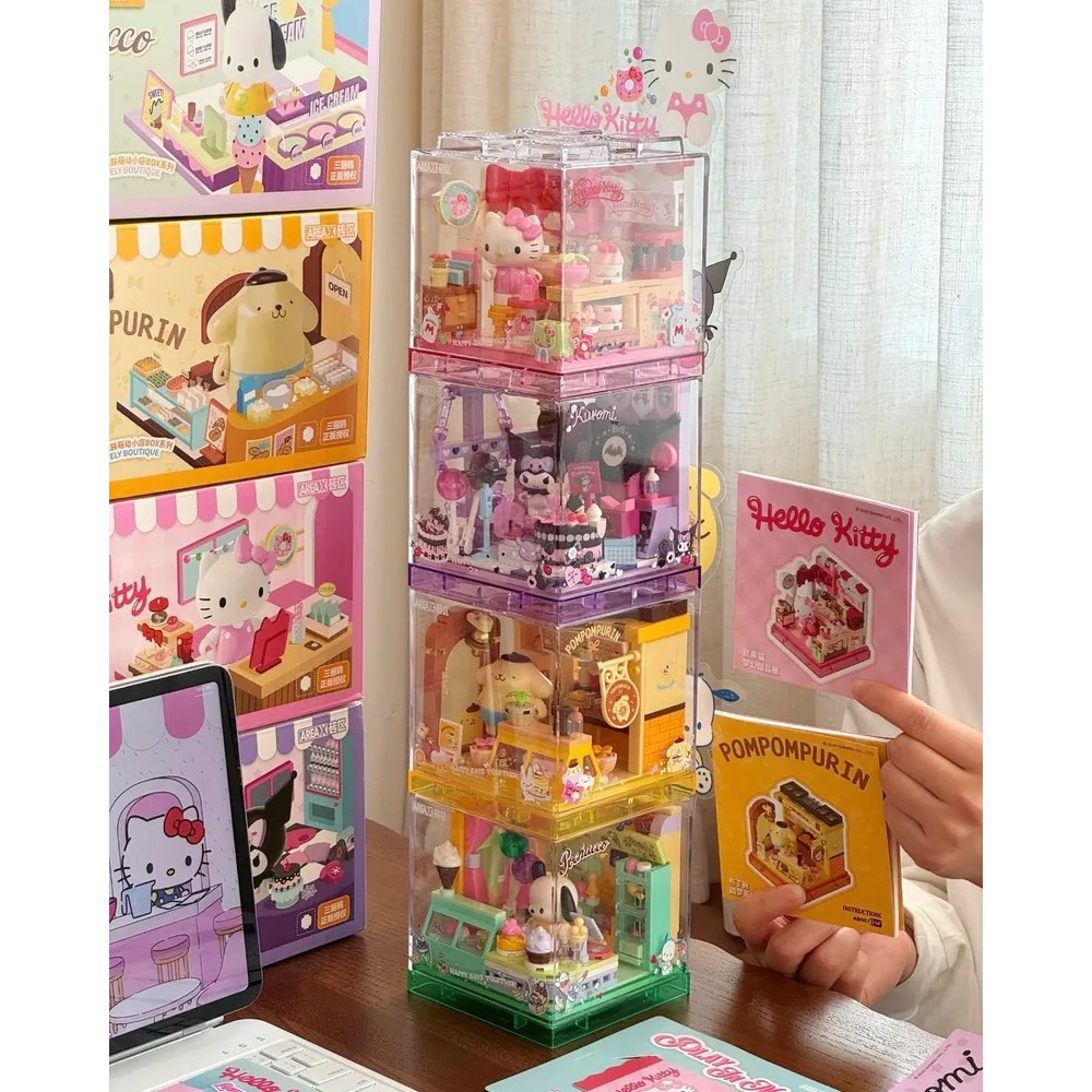 <正版授權>三麗鷗 Areax磚區 夢幻甜品店 積木組 附防塵殼 拼裝-細節圖5