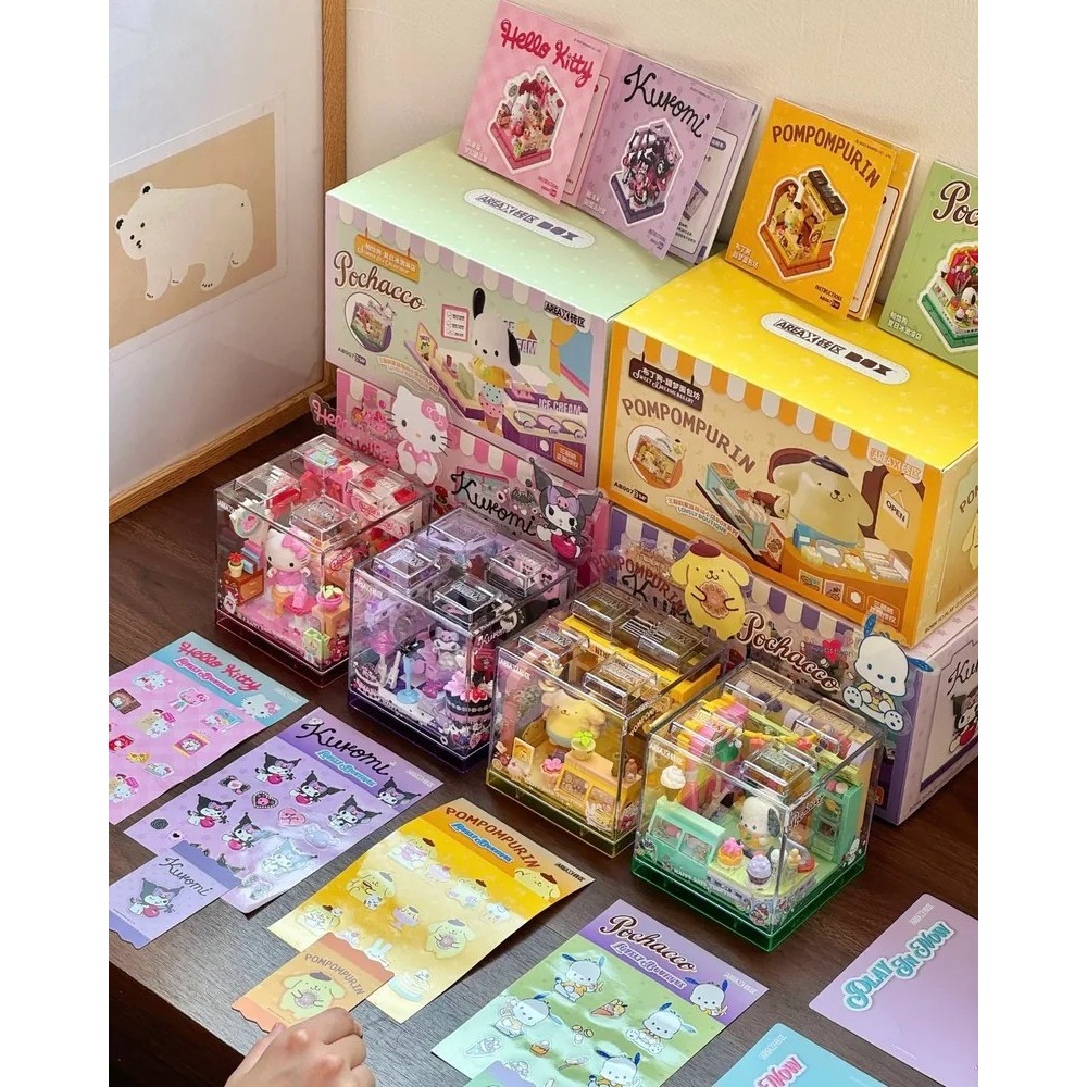 <正版授權>三麗鷗 Areax磚區 夢幻甜品店 積木組 附防塵殼 拼裝-細節圖7