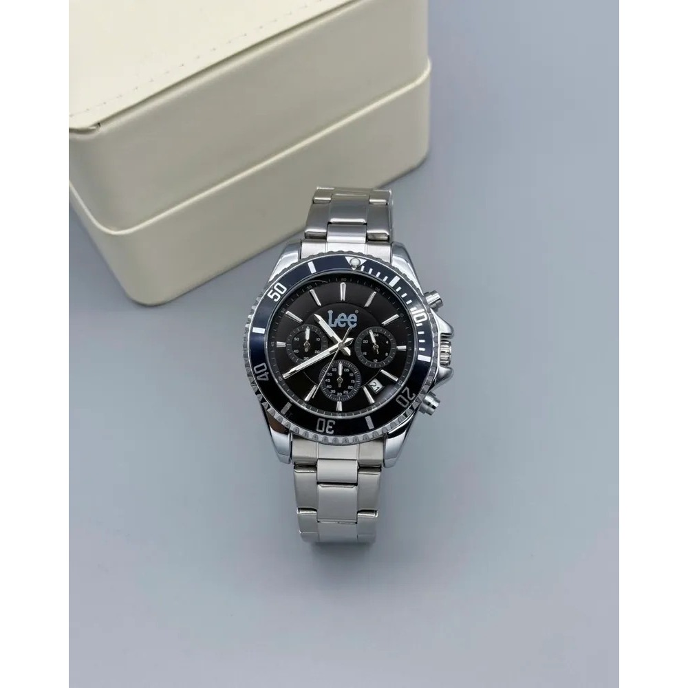 <正版授權><限量代購>Lee 石英機芯手錶 可樂圈 黑水鬼錶盤 三眼腕錶 鏤空 防水 鋼錶帶-細節圖2