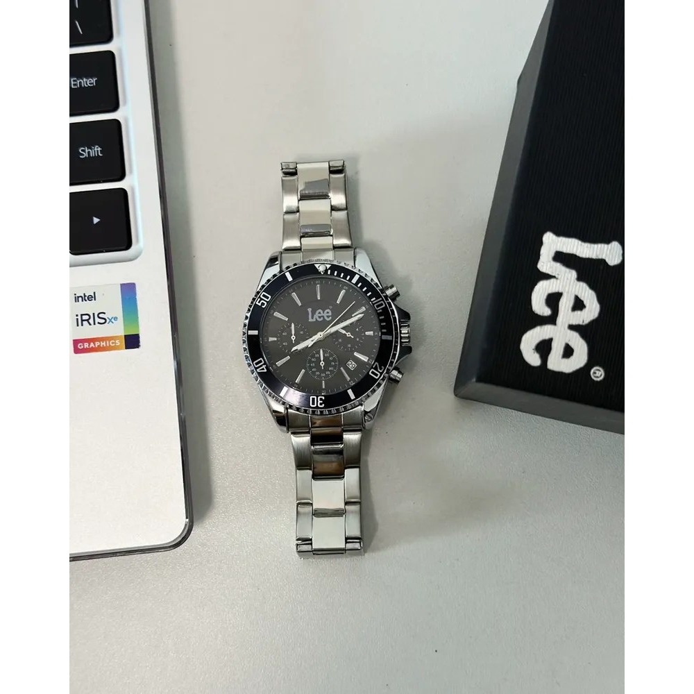 <正版授權><限量代購>Lee 石英機芯手錶 可樂圈 黑水鬼錶盤 三眼腕錶 鏤空 防水 鋼錶帶-細節圖3
