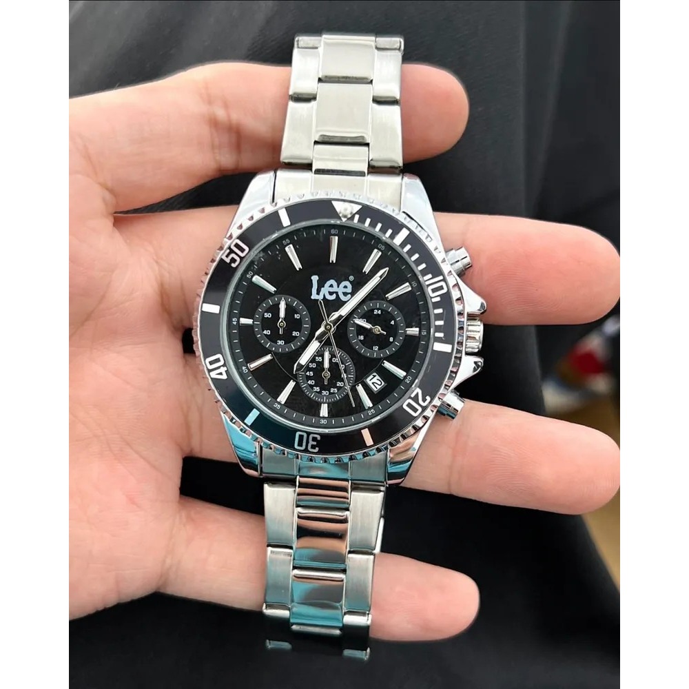 <正版授權><限量代購>Lee 石英機芯手錶 可樂圈 黑水鬼錶盤 三眼腕錶 鏤空 防水 鋼錶帶-細節圖6