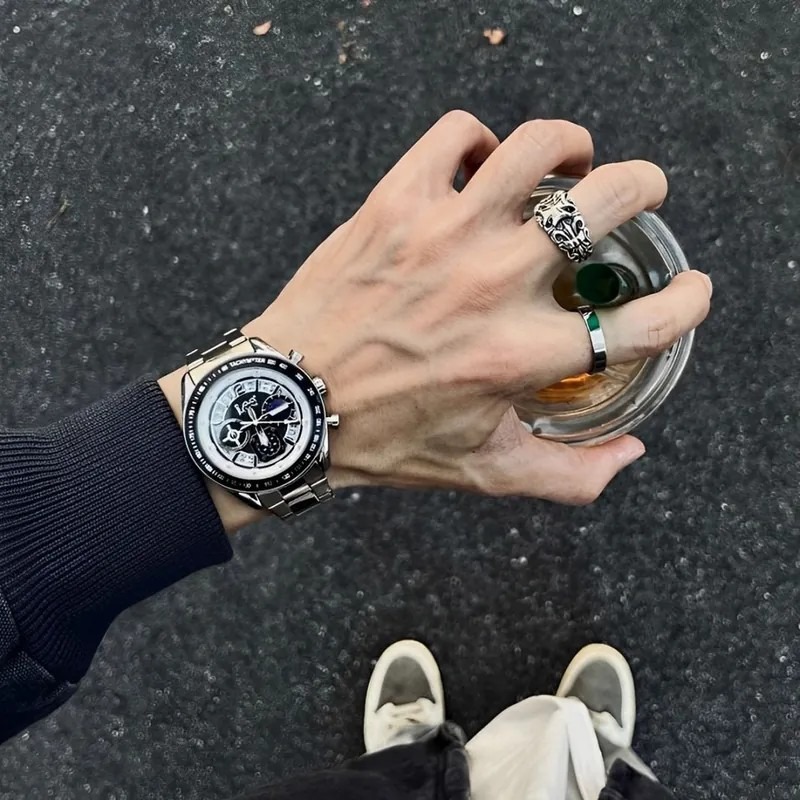 <正版授權><限量代購>Lee 石英機芯手錶 三眼腕錶 鏤空 防水 鋼錶帶 共三色-細節圖2