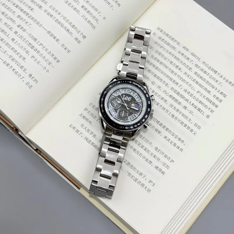 <正版授權><限量代購>Lee 石英機芯手錶 三眼腕錶 鏤空 防水 鋼錶帶 共三色-細節圖4