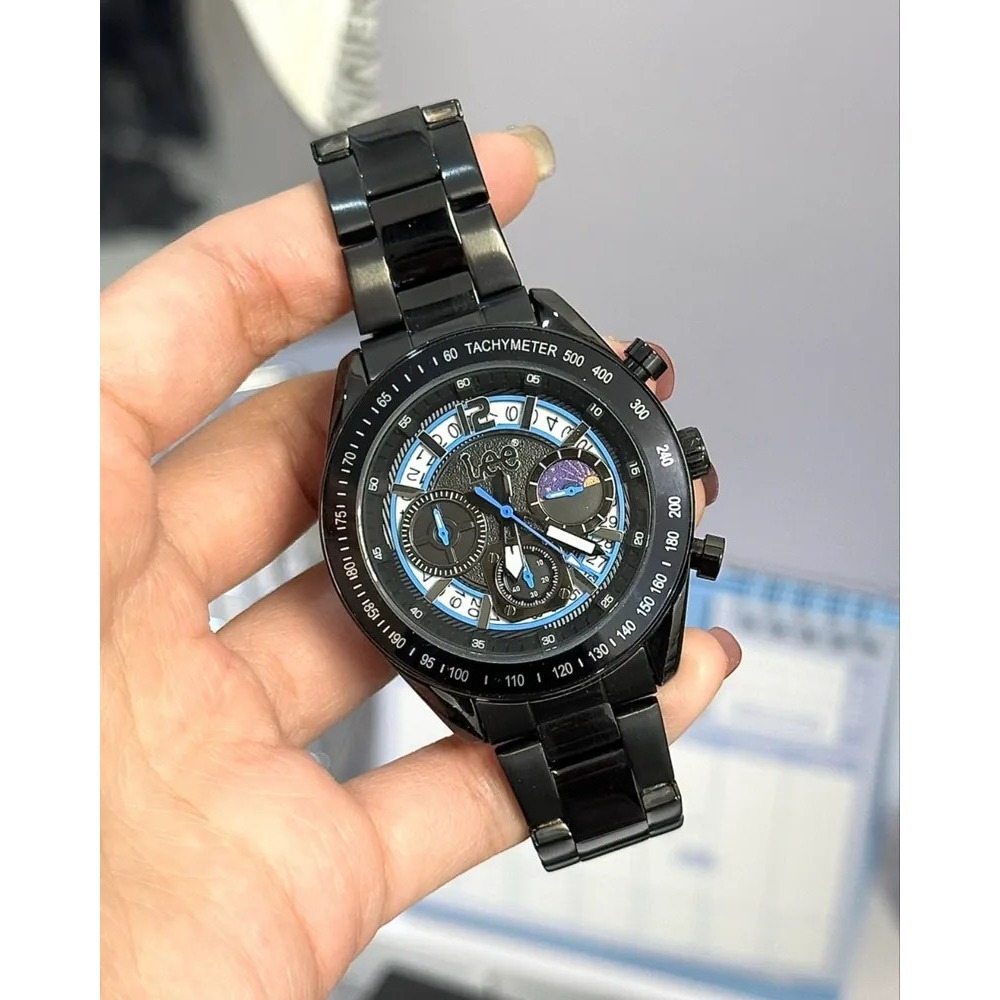 <正版授權><限量代購>Lee 石英機芯手錶 三眼腕錶 鏤空 防水 鋼錶帶 共三色-細節圖6